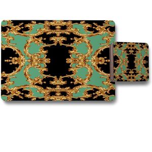 Benjamin Tate Design black green baroque placemat coaster set in Natural Natural Benjamin Tate Design black green baroque placemat coaster set in Natural Natural