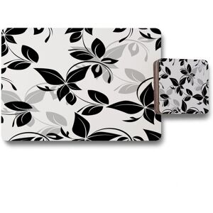 Benjamin Tate Design black white floral placemat coaster set in Natural Natural Benjamin Tate Design black white floral placemat coaster set in Natural Natural