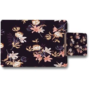Benjamin Tate Design blossoming flowers placemat coaster set in Natural Natural Benjamin Tate Design blossoming flowers placemat coaster set in Natural Natural