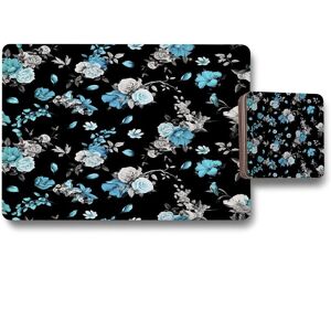 Benjamin Tate Design blue roses placemat coaster set in Natural Natural Benjamin Tate Design blue roses placemat coaster set in Natural Natural