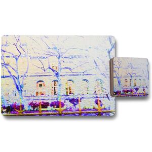Benjamin Tate Design blue tress placemat coaster set in Natural Natural Benjamin Tate Design blue tress placemat coaster set in Natural Natural