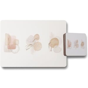 Benjamin Tate Design blush pink ivory beige watercolor illustration & gold elements placemat coaster set in Natural Natural Benjamin Tate Design blush pink ivory beige watercolor illustration & gold elements placemat coaster set in Natural Natural