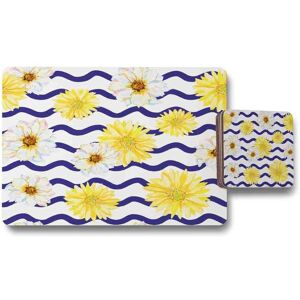 Benjamin Tate Design bright yellow flowers zig zags placemat coaster set in Natural Natural Benjamin Tate Design bright yellow flowers zig zags placemat coaster set in Natural Natural