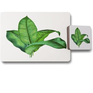 Benjamin Tate Design bunched leaves placemat coaster set in Natural Natural Benjamin Tate Design bunched leaves placemat coaster set in Natural Natural