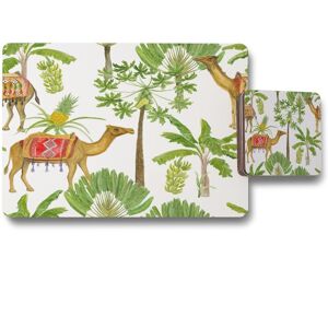Benjamin Tate Design camels palm trees placemat coaster set in Natural Natural Benjamin Tate Design camels palm trees placemat coaster set in Natural Natural