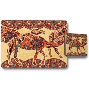 Benjamin Tate Design camels placemat coaster set in Natural Natural Benjamin Tate Design camels placemat coaster set in Natural Natural