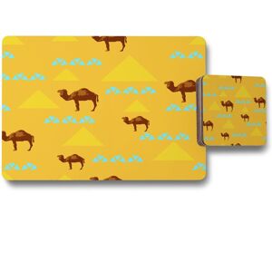 Benjamin Tate Design camels pyramids placemat coaster set in Natural Natural Benjamin Tate Design camels pyramids placemat coaster set in Natural Natural