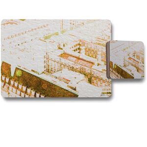 Benjamin Tate Design chimneytops brown placemat coaster set in Natural Natural Benjamin Tate Design chimneytops brown placemat coaster set in Natural Natural