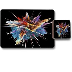 Benjamin Tate Design colorful explosion isolated placemat coaster set in Natural Natural Benjamin Tate Design colorful explosion isolated placemat coaster set in Natural Natural