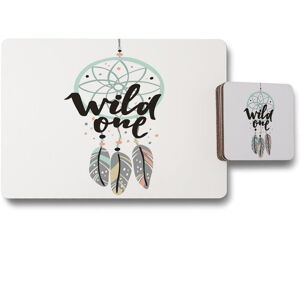 Benjamin Tate Design cute print in boho style placemat coaster set in Natural Natural Benjamin Tate Design cute print in boho style placemat coaster set in Natural Natural