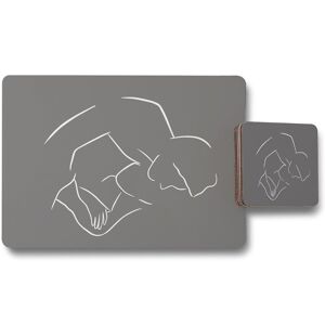 Benjamin Tate Design drawing of a couple in one line placemat coaster set in Natural Natural Benjamin Tate Design drawing of a couple in one line placemat coaster set in Natural Natural