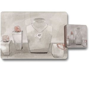 Benjamin Tate Design elegance placemat coaster set in Natural Natural Benjamin Tate Design elegance placemat coaster set in Natural Natural
