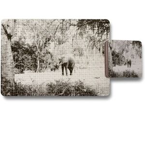 Benjamin Tate Design elephant jungle placemat coaster set in Natural Natural Benjamin Tate Design elephant jungle placemat coaster set in Natural Natural