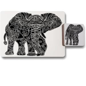 Benjamin Tate Design elephant silhouette placemat coaster set in Natural Natural Benjamin Tate Design elephant silhouette placemat coaster set in Natural Natural