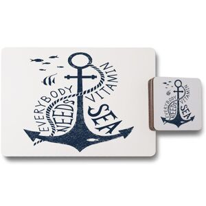 Benjamin Tate Design everybody needs vitamin sea placemat coaster set in Natural Natural Benjamin Tate Design everybody needs vitamin sea placemat coaster set in Natural Natural