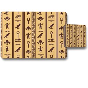 Benjamin Tate Design eye of horus pharaoh flowers pyramid bird ankh placemat coaster set in Natural Natural Benjamin Tate Design eye of horus pharaoh flowers pyramid bird ankh placemat coaster set in Natural Natural