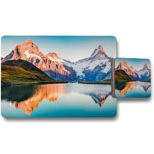 Benjamin Tate Design fantastic evening panorama of bachalp lake placemat coaster set in Natural Natural Benjamin Tate Design fantastic evening panorama of bachalp lake placemat coaster set in Natural Natural