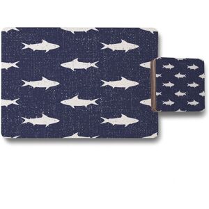 Benjamin Tate Design fish placemat coaster set in Natural Natural Benjamin Tate Design fish placemat coaster set in Natural Natural
