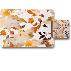 Benjamin Tate Design flowers in autumn colours placemat coaster set in Natural Natural Benjamin Tate Design flowers in autumn colours placemat coaster set in Natural Natural