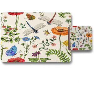 Benjamin Tate Design flowers insects placemat coaster set in Natural Natural Benjamin Tate Design flowers insects placemat coaster set in Natural Natural