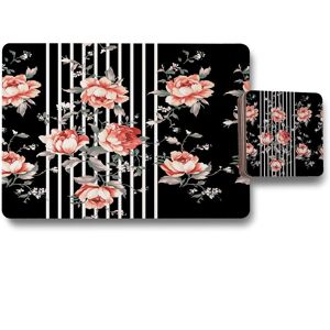 Benjamin Tate Design flowers placemat coaster set in Natural Natural Benjamin Tate Design flowers placemat coaster set in Natural Natural