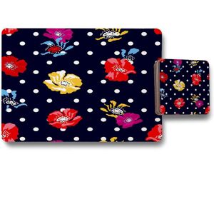 Benjamin Tate Design flowers spots placemat coaster set in Natural Natural Benjamin Tate Design flowers spots placemat coaster set in Natural Natural