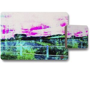 Benjamin Tate Design fluorescent countryside placemat coaster set in Natural Natural Benjamin Tate Design fluorescent countryside placemat coaster set in Natural Natural