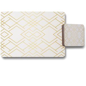 Benjamin Tate Design golden geo pattern placemat coaster set in Natural Natural Benjamin Tate Design golden geo pattern placemat coaster set in Natural Natural