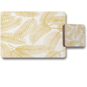 Benjamin Tate Design golden leaves placemat coaster set in Natural Natural Benjamin Tate Design golden leaves placemat coaster set in Natural Natural