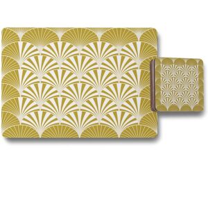 Benjamin Tate Design golden semi circles placemat coaster set in Natural Natural Benjamin Tate Design golden semi circles placemat coaster set in Natural Natural