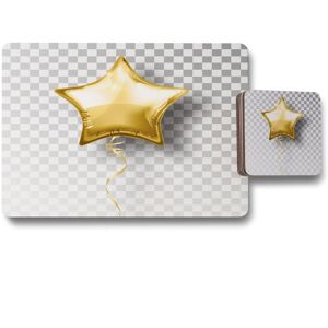 Benjamin Tate Design golden star balloon placemat coaster set in Natural Natural Benjamin Tate Design golden star balloon placemat coaster set in Natural Natural