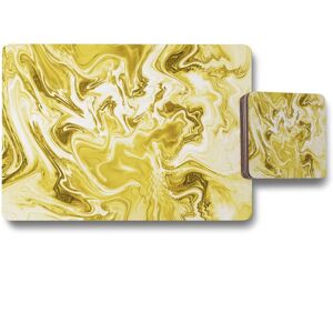 Benjamin Tate Design golden swirled marble placemat coaster set in Natural Natural Benjamin Tate Design golden swirled marble placemat coaster set in Natural Natural