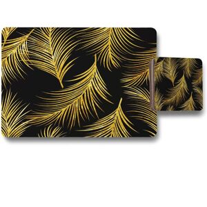 Benjamin Tate Design golden tropical placemat coaster set in Natural Natural Benjamin Tate Design golden tropical placemat coaster set in Natural Natural
