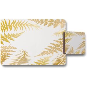 Benjamin Tate Design gold fern placemat coaster set in Natural Natural Benjamin Tate Design gold fern placemat coaster set in Natural Natural