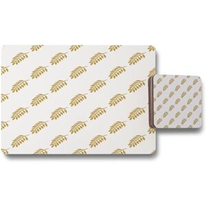 Benjamin Tate Design gold leaf pattern placemat coaster set in Natural Natural Benjamin Tate Design gold leaf pattern placemat coaster set in Natural Natural
