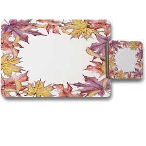 Benjamin Tate Design gold purple leaves placemat coaster set in Natural Natural Benjamin Tate Design gold purple leaves placemat coaster set in Natural Natural