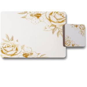 Benjamin Tate Design gold rose placemat coaster set in Natural Natural Benjamin Tate Design gold rose placemat coaster set in Natural Natural