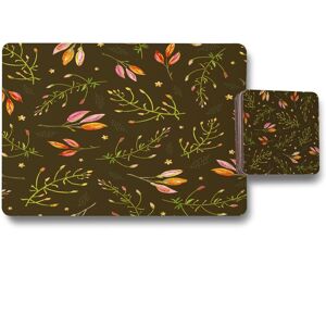 Benjamin Tate Design green branches placemat coaster set in Natural Natural Benjamin Tate Design green branches placemat coaster set in Natural Natural