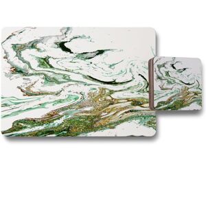 Benjamin Tate Design green gold marble placemat coaster set in Natural Natural Benjamin Tate Design green gold marble placemat coaster set in Natural Natural