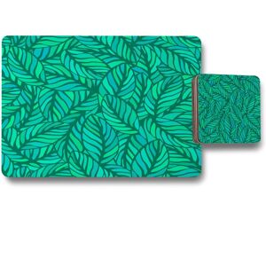 Benjamin Tate Design green leaves pattern placemat coaster set in Natural Natural Benjamin Tate Design green leaves pattern placemat coaster set in Natural Natural