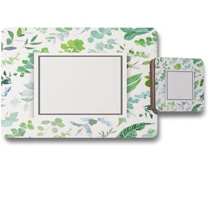Benjamin Tate Design green leaves placemat coaster set in Natural Natural Benjamin Tate Design green leaves placemat coaster set in Natural Natural