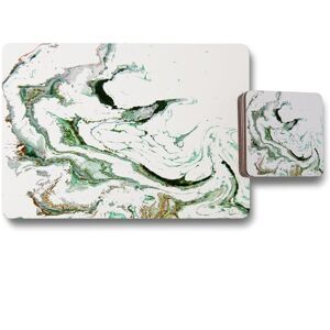 Benjamin Tate Design green marble placemat coaster set in Natural Natural Benjamin Tate Design green marble placemat coaster set in Natural Natural
