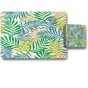 Benjamin Tate Design green tropical palm leaves placemat coaster set in Natural Natural Benjamin Tate Design green tropical palm leaves placemat coaster set in Natural Natural