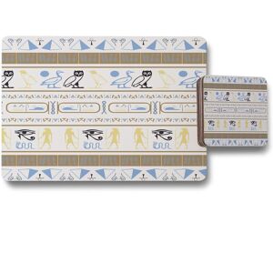 Benjamin Tate Design heiroglyphs placemat coaster set in Natural Natural Benjamin Tate Design heiroglyphs placemat coaster set in Natural Natural