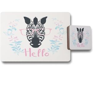 Benjamin Tate Design hello zebra placemat coaster set in Natural Natural Benjamin Tate Design hello zebra placemat coaster set in Natural Natural