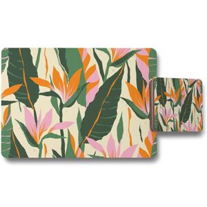 Benjamin Tate Design jungle plants placemat coaster set in Natural Natural Benjamin Tate Design jungle plants placemat coaster set in Natural Natural