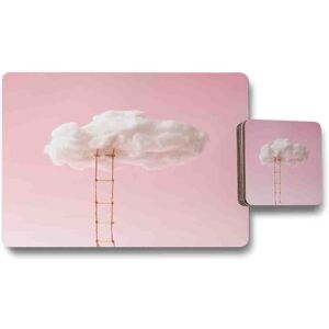 Benjamin Tate Design ladder to the cotton clouds placemat coaster set in Natural Natural Benjamin Tate Design ladder to the cotton clouds placemat coaster set in Natural Natural