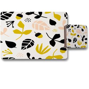 Benjamin Tate Design leaves acorns & branches placemat coaster set in Natural Natural Benjamin Tate Design leaves acorns & branches placemat coaster set in Natural Natural