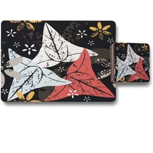 Benjamin Tate Design leaves & flowers autumn pattern placemat coaster set in Natural Natural Benjamin Tate Design leaves & flowers autumn pattern placemat coaster set in Natural Natural