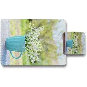 Benjamin Tate Design lily of the valley placemat coaster set in Natural Natural Benjamin Tate Design lily of the valley placemat coaster set in Natural Natural